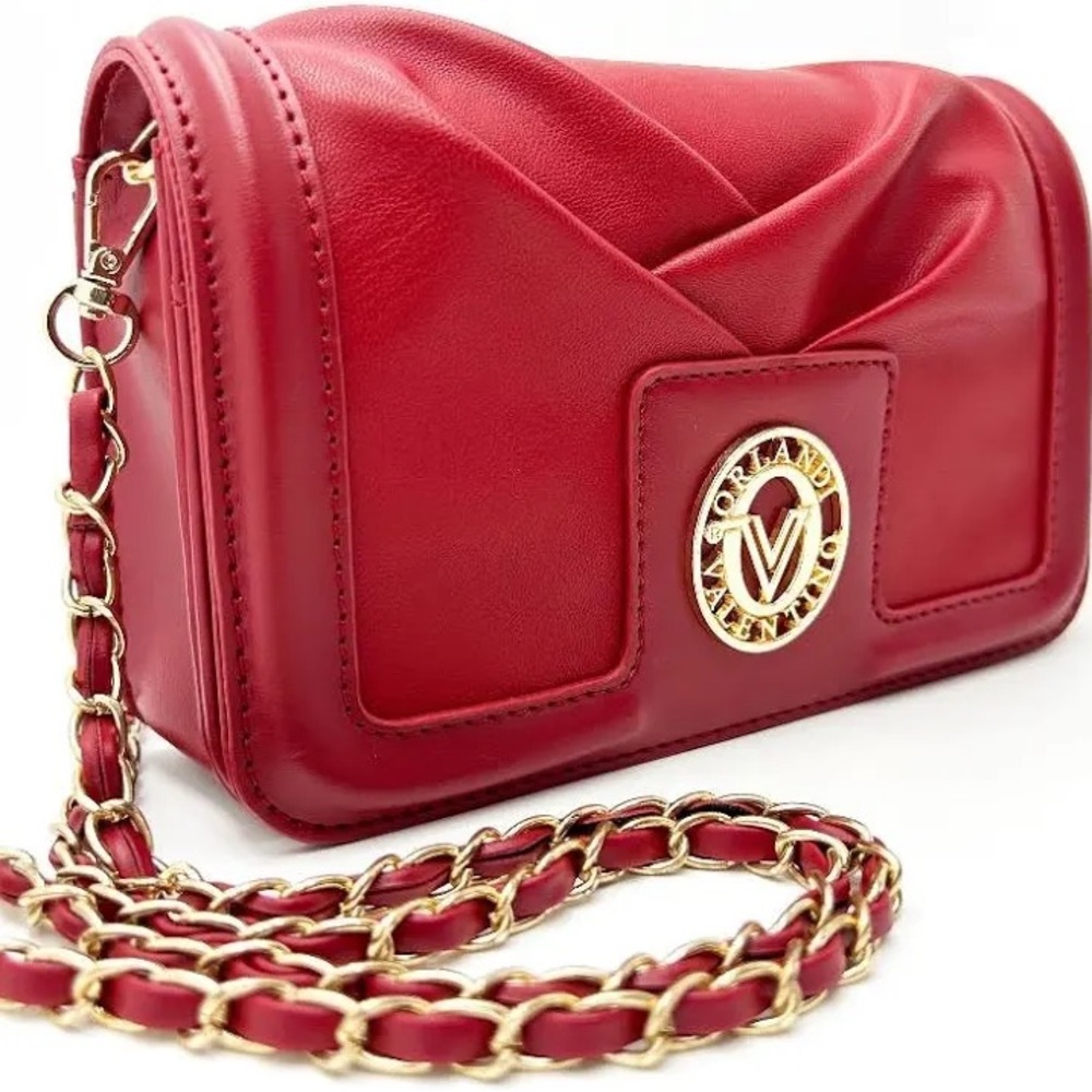 Valentino Orlandi Red Crossbody Bag with Gold Chain
